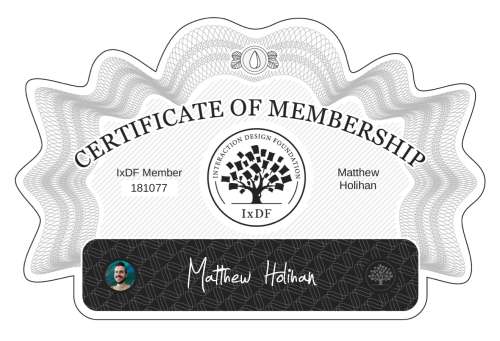Matthew's Certificate of membership