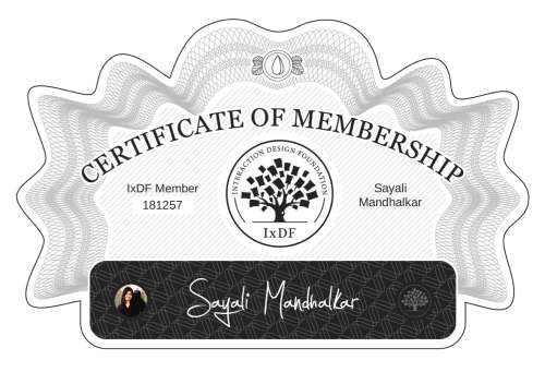 Sayali's Certificate of membership