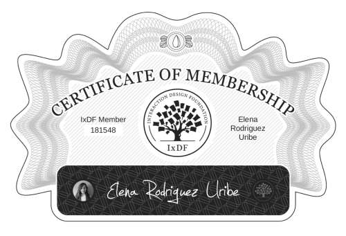 Elena's Certificate of membership