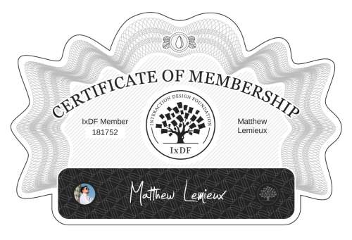 Matthew's Certificate of membership