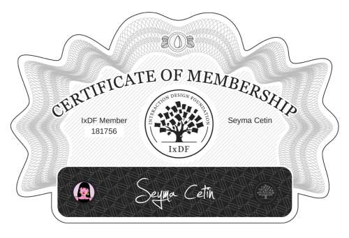 Şeyma's Certificate of membership