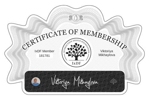 Viktoriya's Certificate of membership
