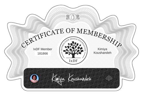 Kimiya's Certificate of membership