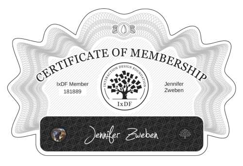 Jennifer's Certificate of membership