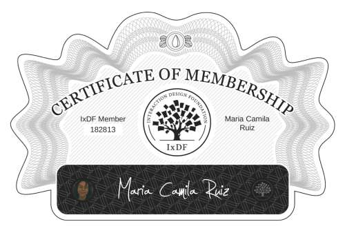 Maria's Certificate of membership
