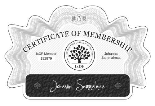 Johanna's Certificate of membership