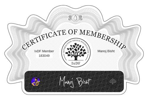 Manoj's Certificate of membership