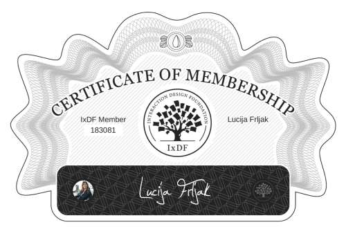 Lucija's Certificate of membership