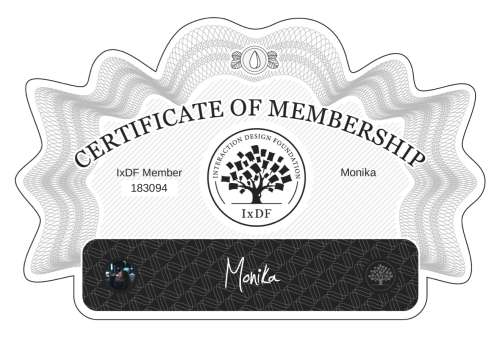 Monika's Certificate of membership