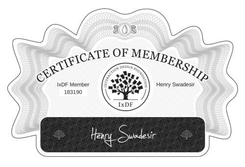 Henry's Certificate of membership