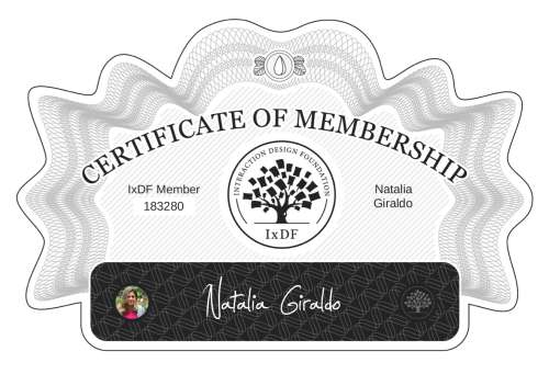 Natalia's Certificate of membership