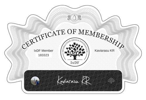 Kaviarasu's Certificate of membership