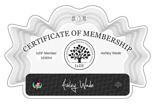 Ashley's Certificate of membership