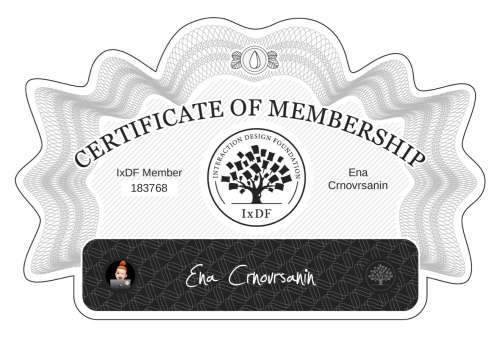 Ena's Certificate of membership