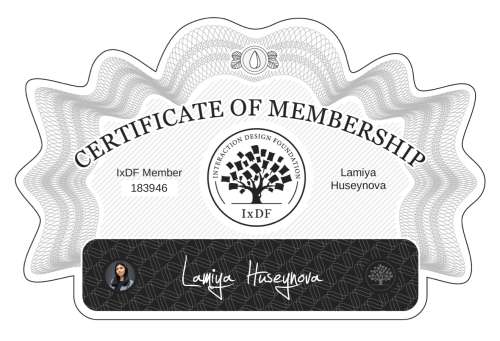 Lamiya's Certificate of membership
