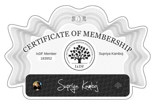 Supriya's Certificate of membership