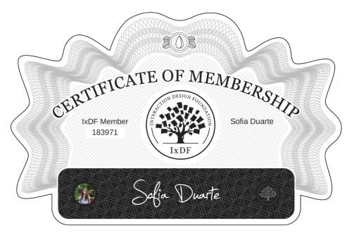 Sofia's Certificate of membership