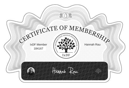 Hannah's Certificate of membership