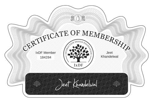 Jeet's Certificate of membership