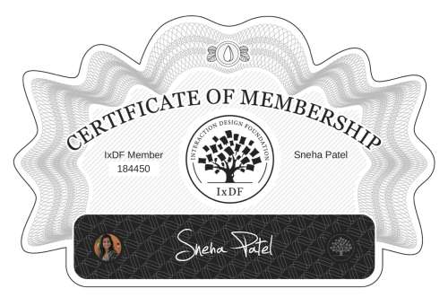 Sneha's Certificate of membership