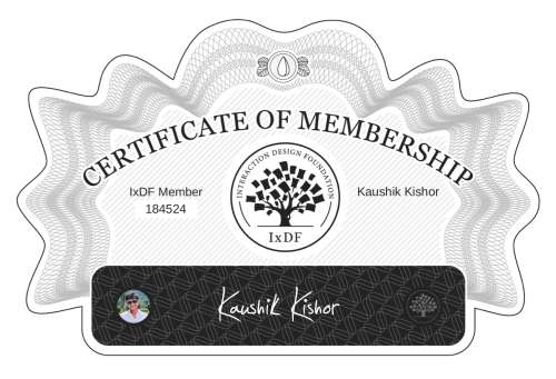 Kaushik’s Certificate of membership