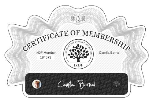Camila's Certificate of membership