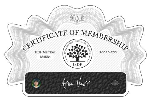 Arina's Certificate of membership