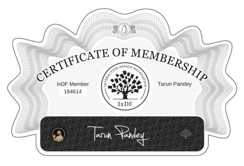 Tarun's Certificate of membership