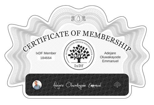 Adejare's Certificate of membership