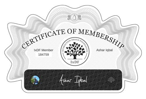 Ashar's Certificate of membership