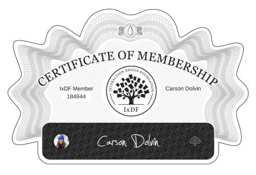 Carson's Certificate of membership