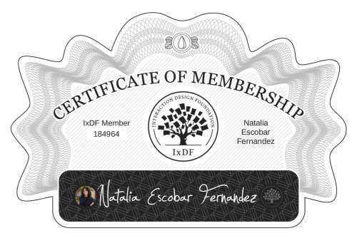 Natalia's Certificate of membership