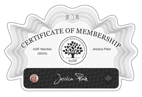 Jessica's Certificate of membership