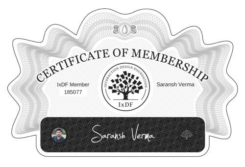 Saransh's Certificate of membership
