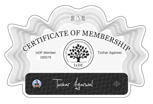 Tushar's Certificate of membership