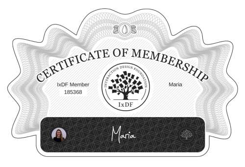Maria's Certificate of membership