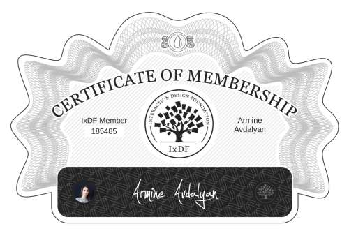 Armine's Certificate of membership