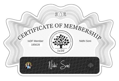 Nidhi's Certificate of membership