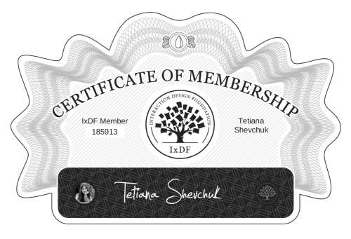 Tetiana's Certificate of membership