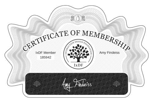 Amy's Certificate of membership