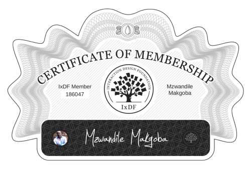 Mzwandile's Certificate of membership