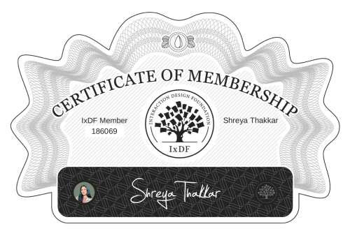 Shreya's Certificate of membership