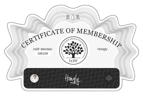 Hongly's Certificate of membership