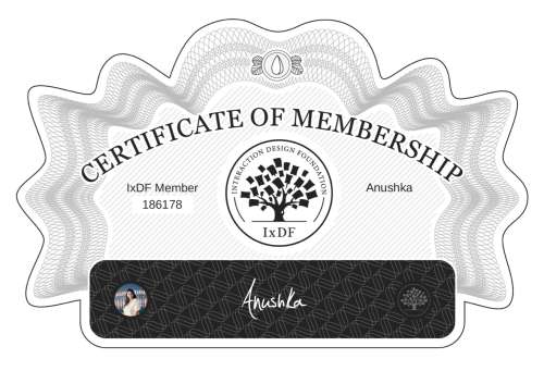 Anushka's Certificate of membership