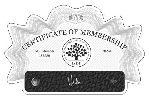 Nadia's Certificate of membership