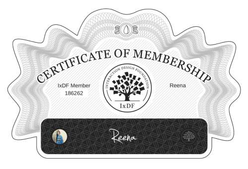 Reena's Certificate of membership