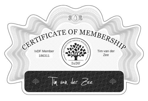 Tim's Certificate of membership