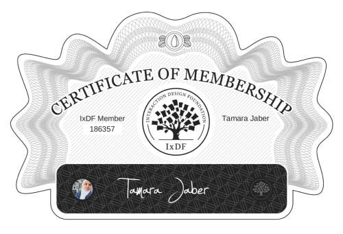 Tamara's Certificate of membership