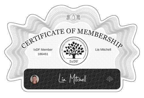 Lia's Certificate of membership