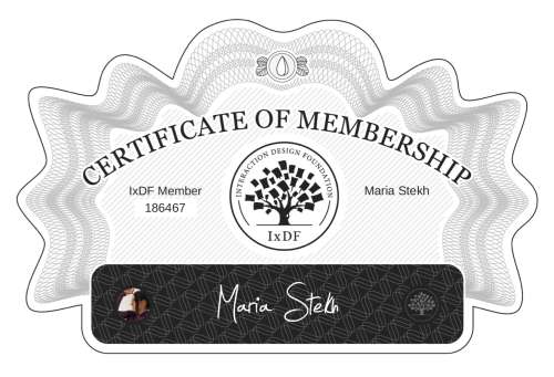 Maria's Certificate of membership